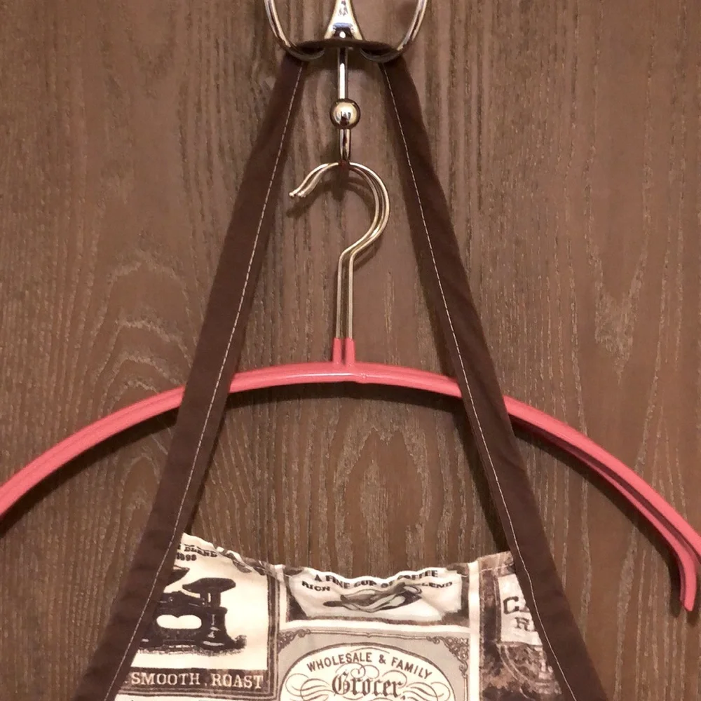 Coffee Motif Cotton Apron - 25”x28”, each waist tie is 24” long